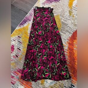 LuLaRoe Pink and Green Floral Maxi Skirt